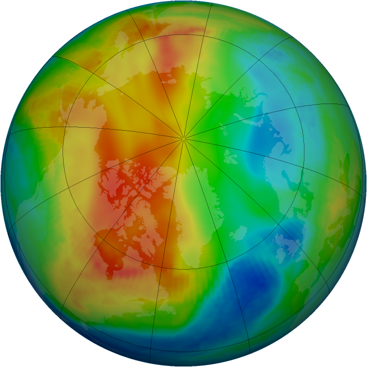 Arctic ozone map for 29 December 1997